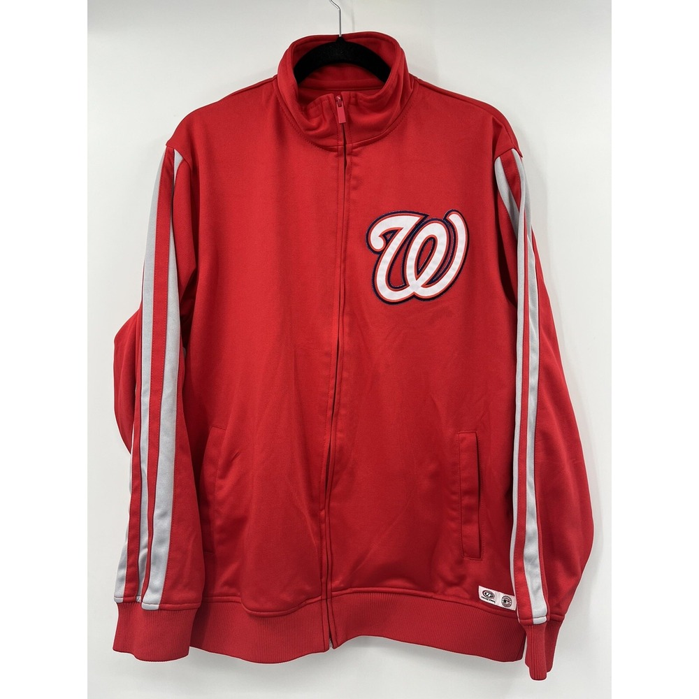 MLB Washington Nationals True Fan Full Zip Track Jacket Size Large